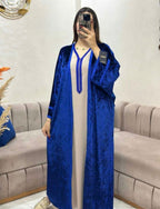 طقم القفطان الملكي: كريب حرير ومخمل فاخر