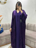 طقم القفطان الملكي: كريب حرير ومخمل فاخر